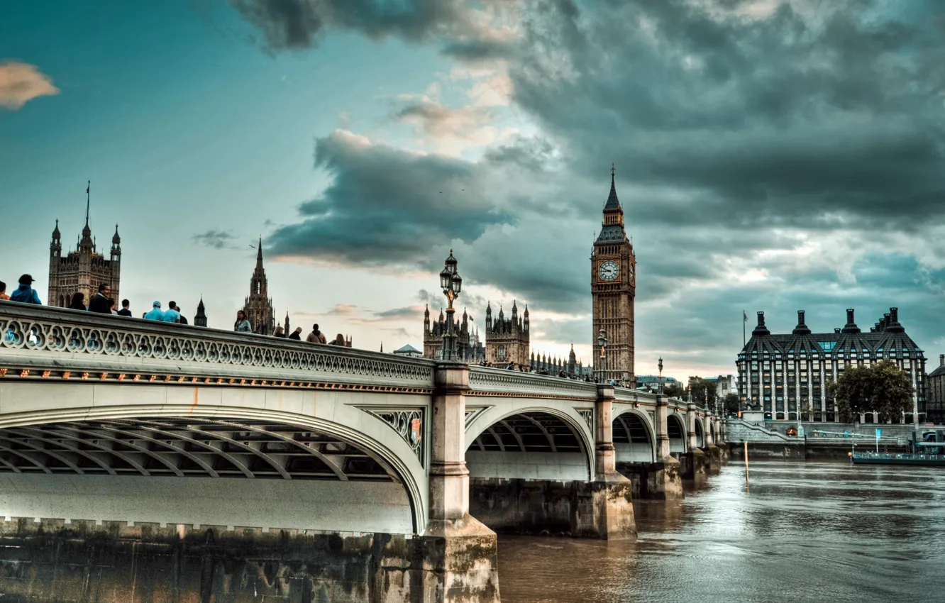 Photo wallpaper bridge, the city, river, England, London, Thames