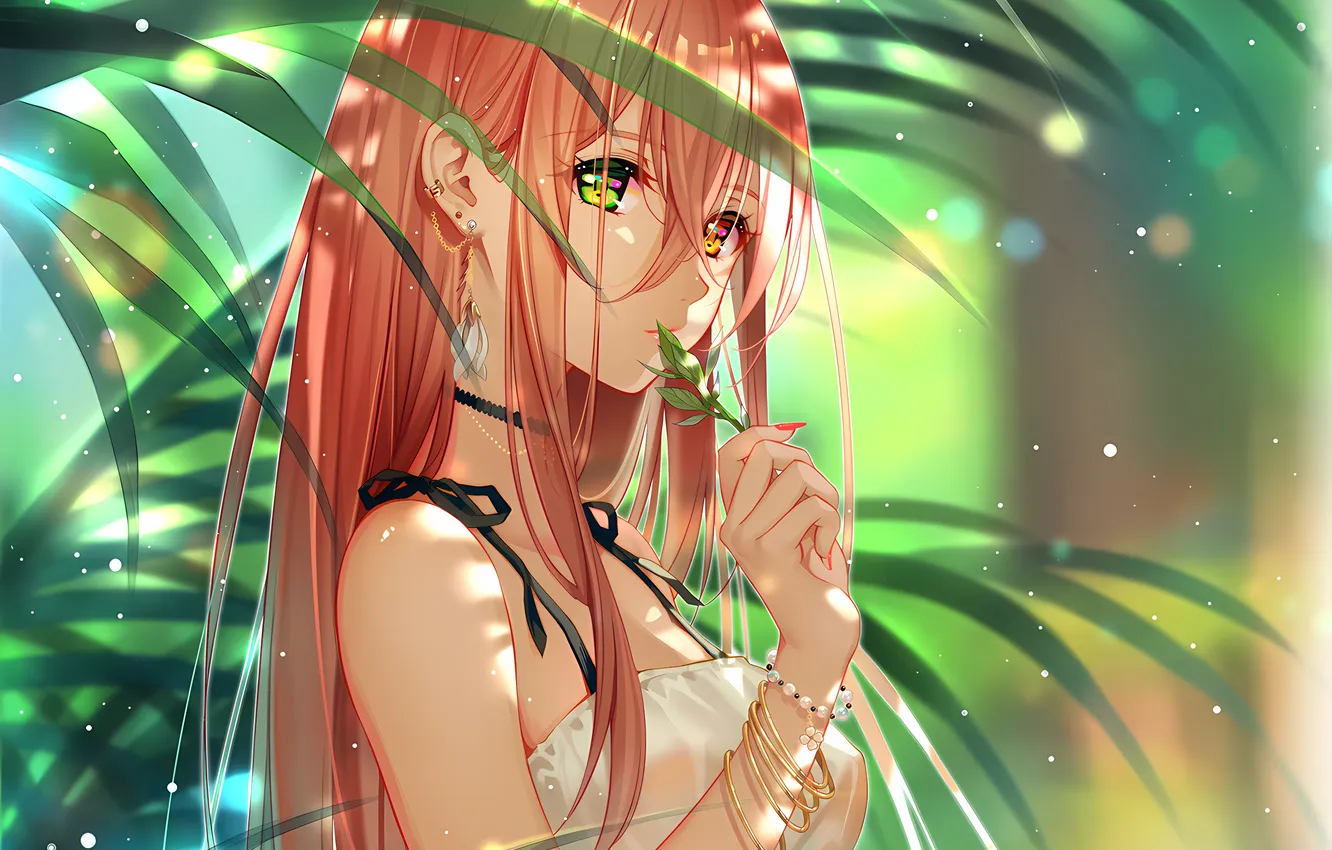 Photo wallpaper girl, long hair, dress, boobs, anime, beautiful, pretty, breasts
