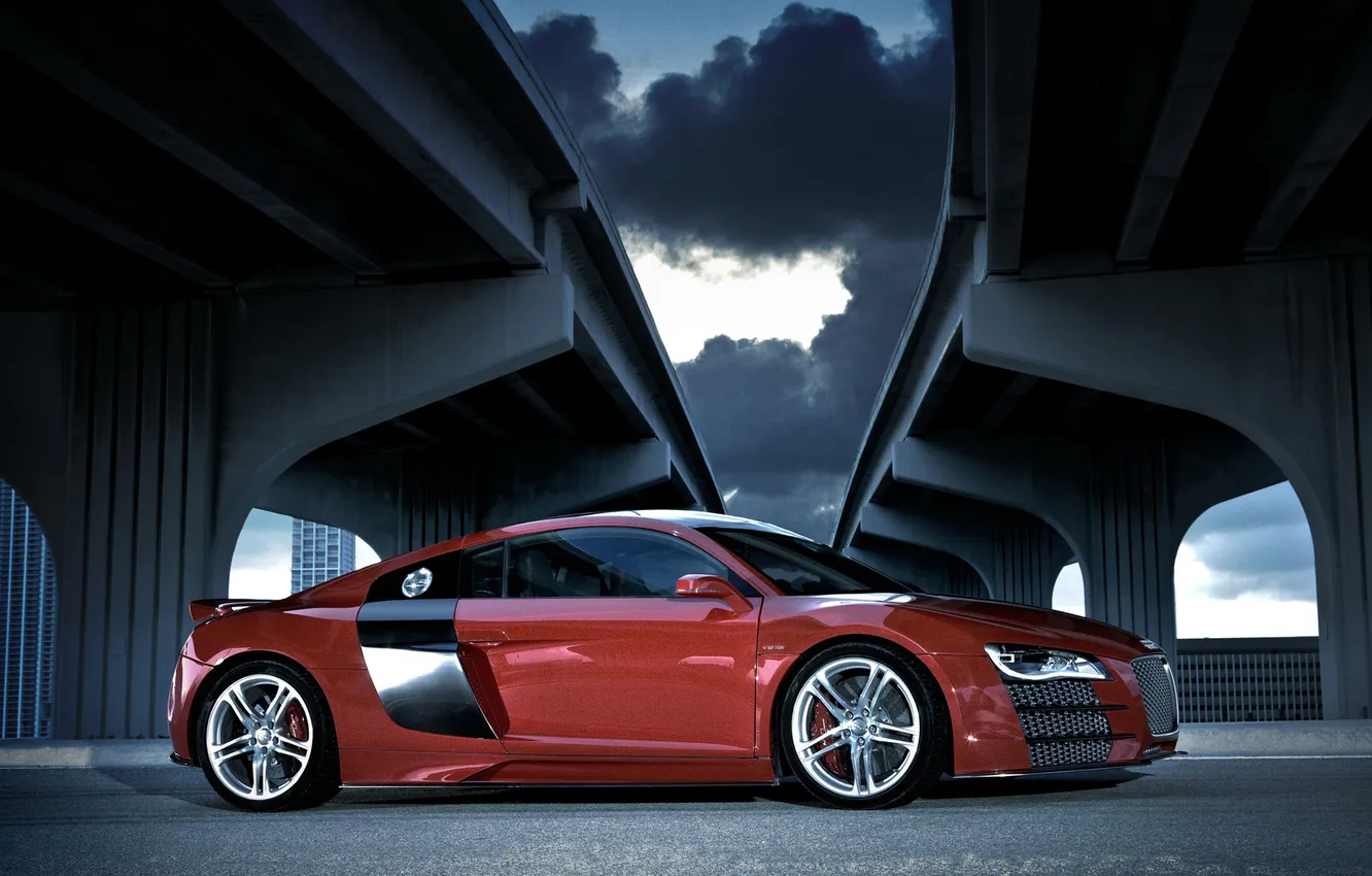 Photo wallpaper the sky, asphalt, clouds, Audi