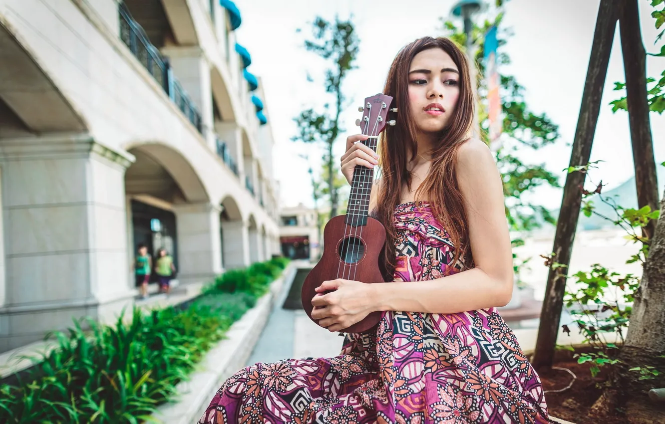 Photo wallpaper girl, music, guitar