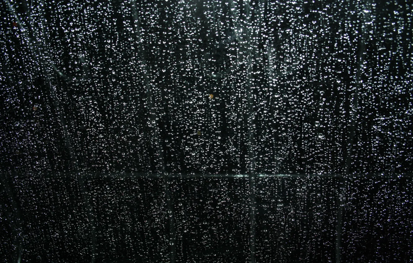 Photo wallpaper glass, night, rain, window, drops.