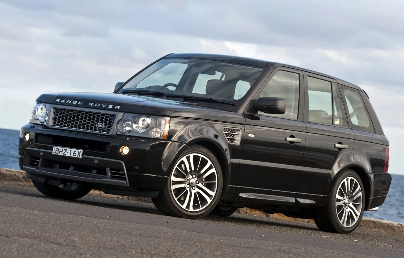 Photo wallpaper the sky, black, Sport, jeep, Land Rover, Range Rover, the front, Sport