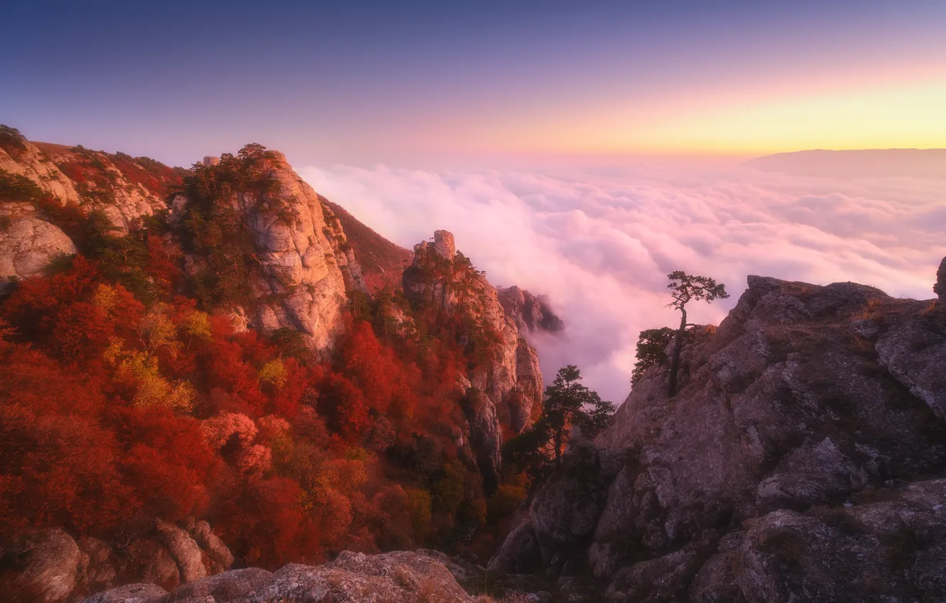 Photo wallpaper autumn, clouds, landscape, mountains, nature, Crimea, Demerdzhi, Rev Alex