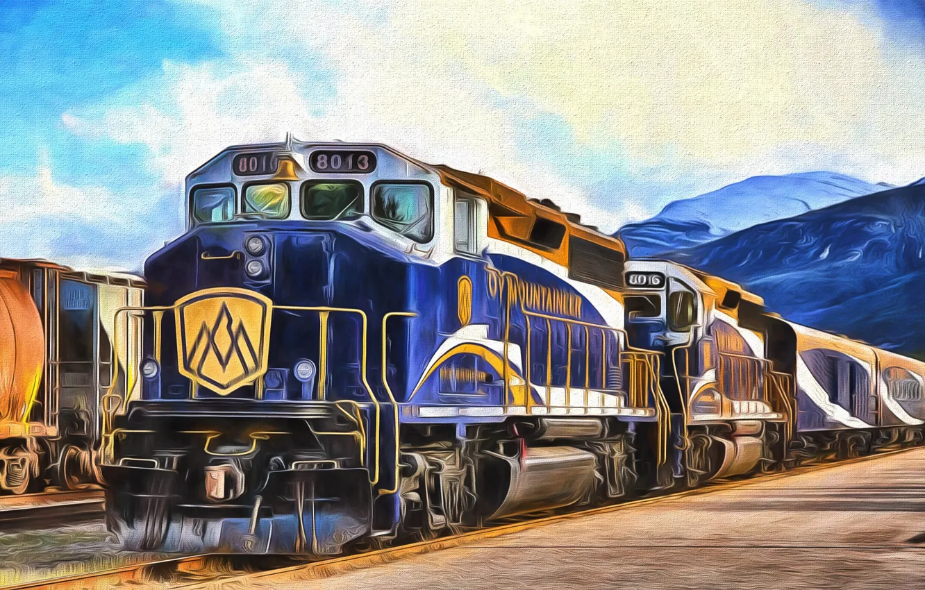 Photo wallpaper the engine, Train, railroad, locomotive