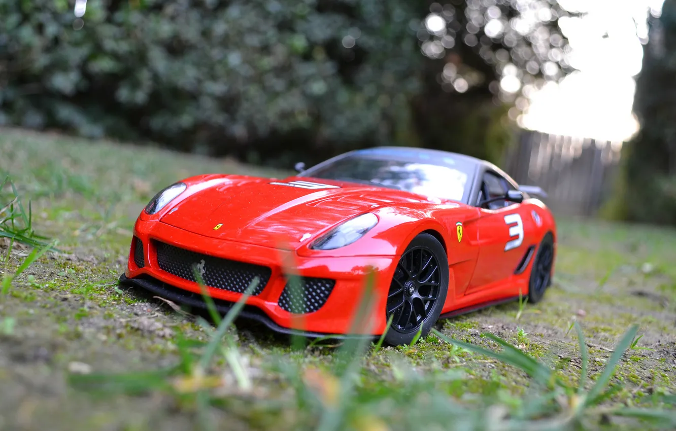 Photo wallpaper Ferrari, red, road, 599, macro, bokeh, Track, 599XX