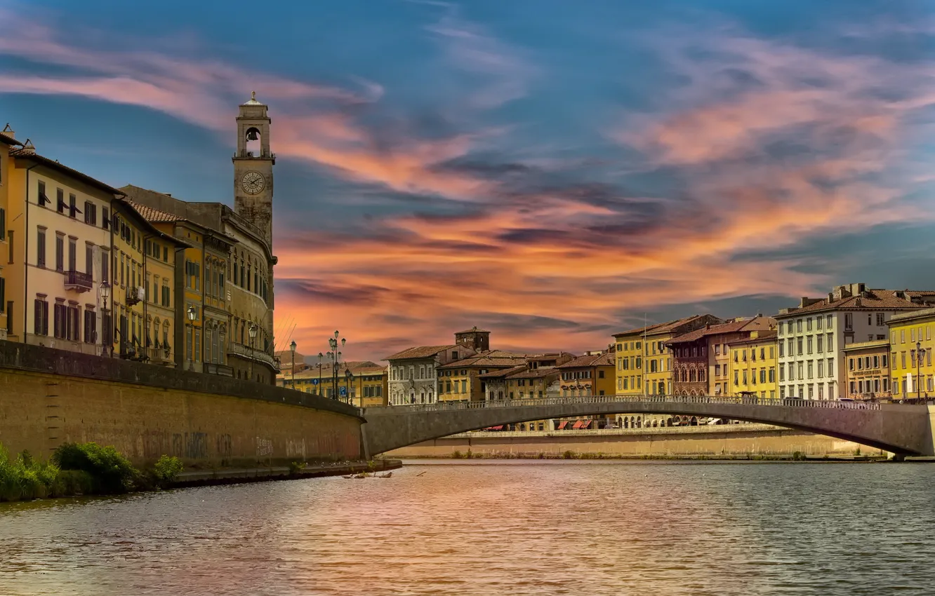 Photo wallpaper the city, river Arno, Pisa Italy