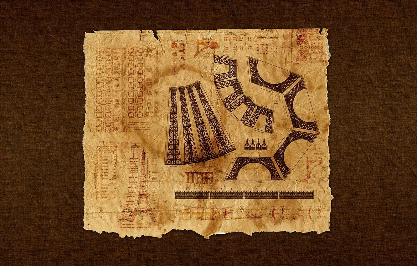 Photo wallpaper paper, figure, scheme, plan, Eiffel tower