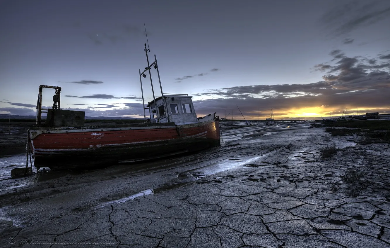 Photo wallpaper sunset, boats, Lower Heswall, Sheldrakes