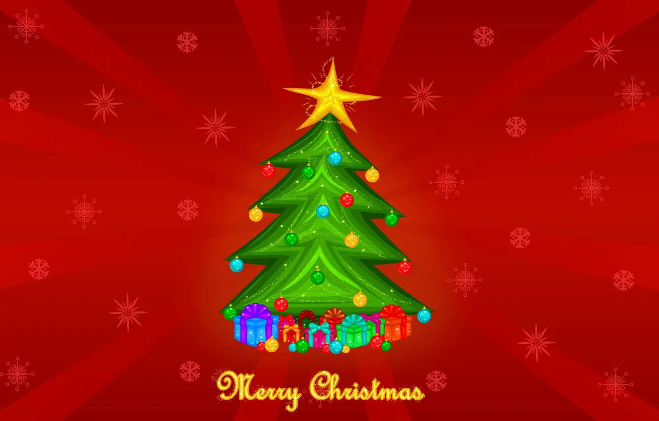 Photo wallpaper toys, tree, red background