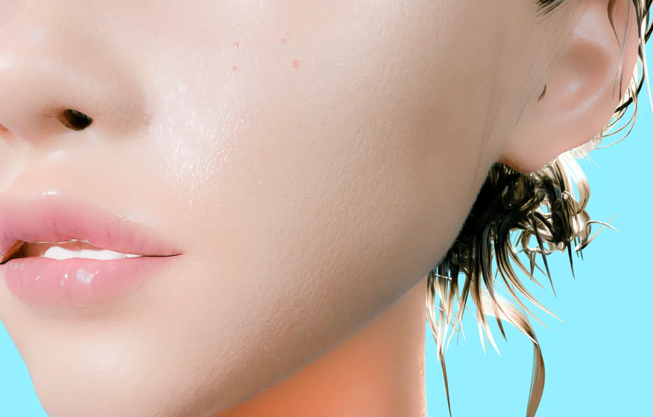 Photo wallpaper Girl, Lips, Face, Girl, Render, Face, Lips, Render
