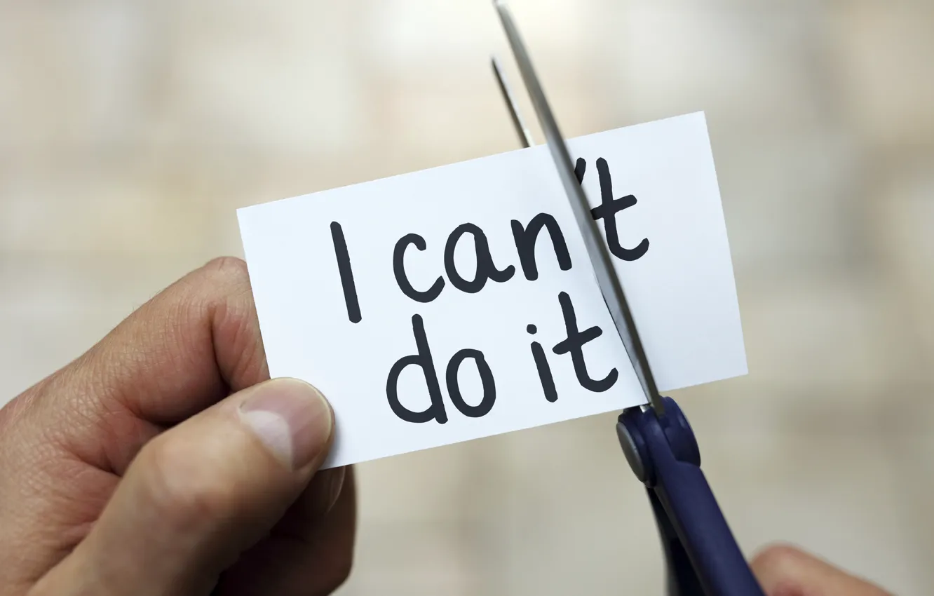 Photo wallpaper man, phrase, scissors, fingers, motivation