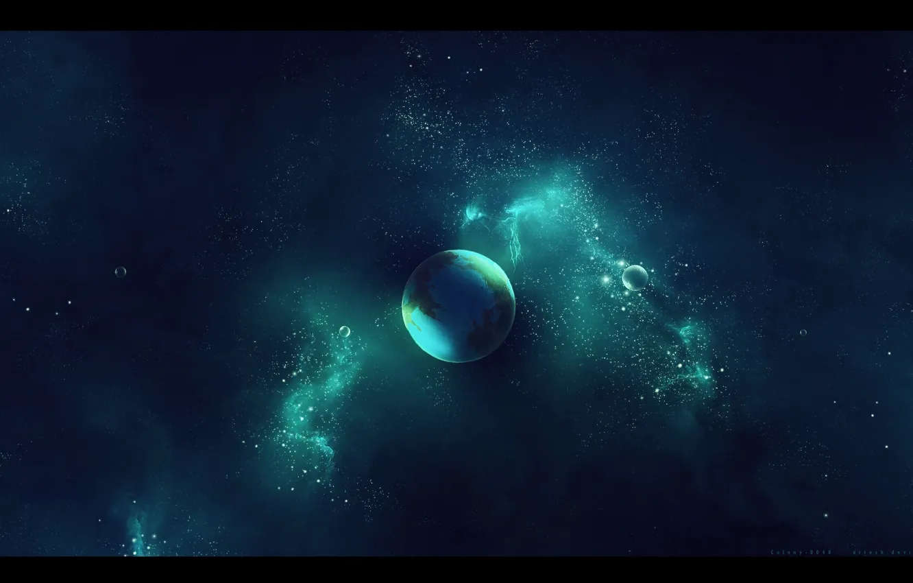 Photo wallpaper space, stars, nebula, planet, space