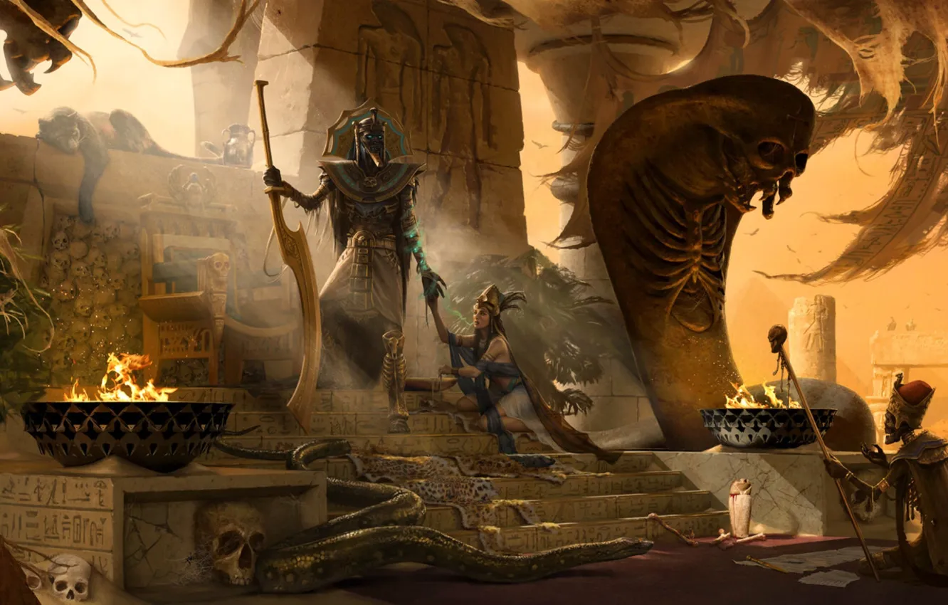 Photo wallpaper girl, statue, game, undead, Total War: Warhammer II, The King of Tombs, Afterlife worlds, The …