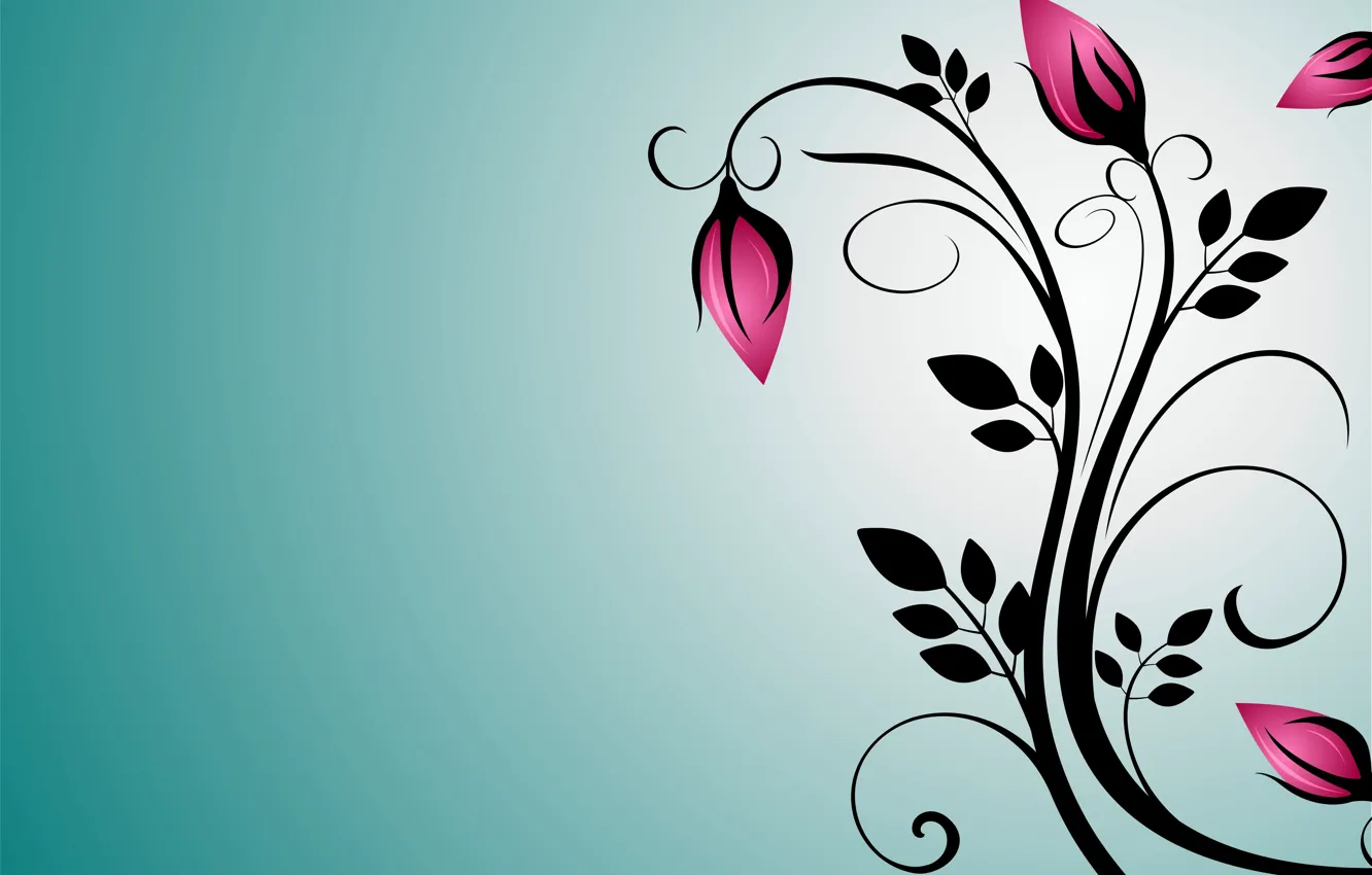 Photo wallpaper flowers, background, buds, vector graphics