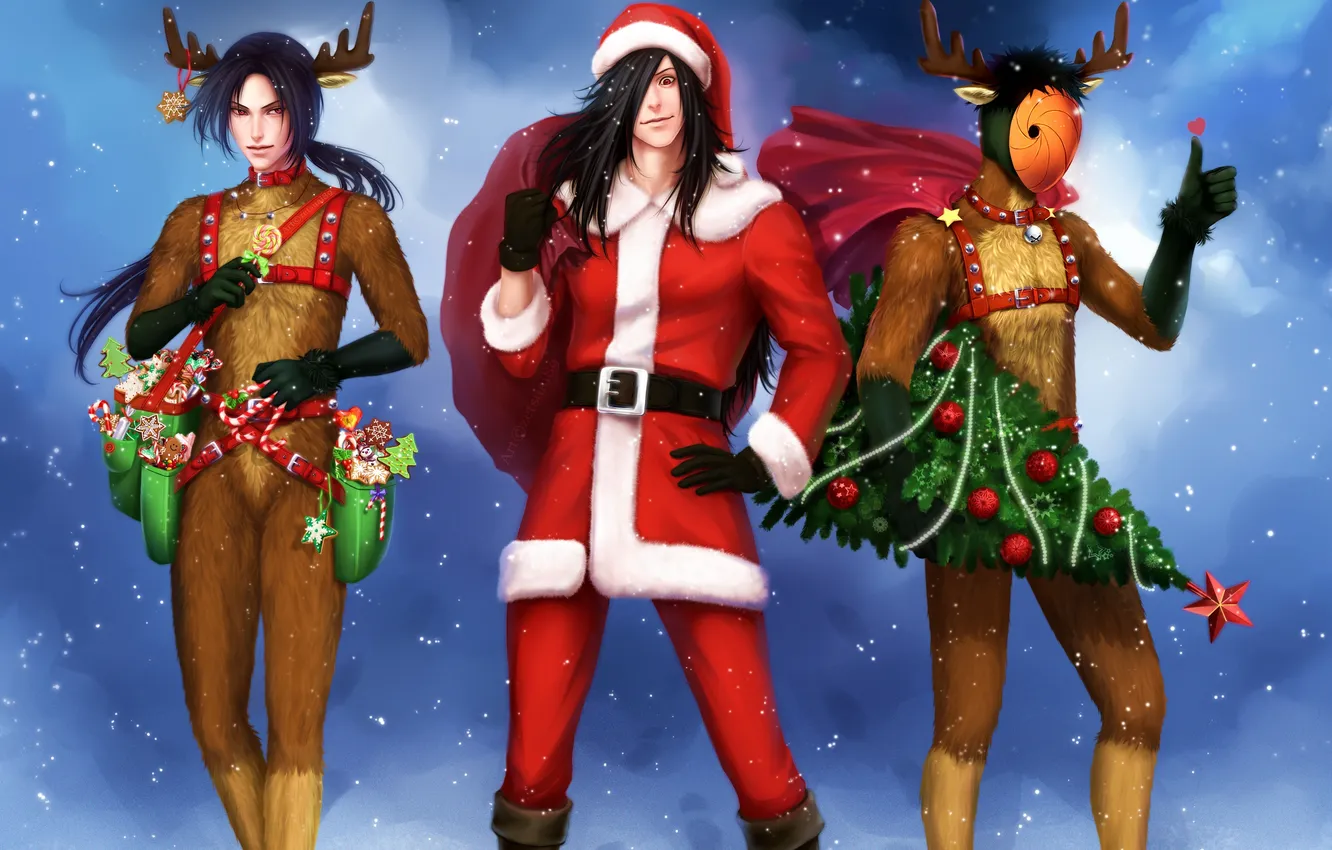 Photo wallpaper tree, new year, art, Naruto, characters, Zetsuai89