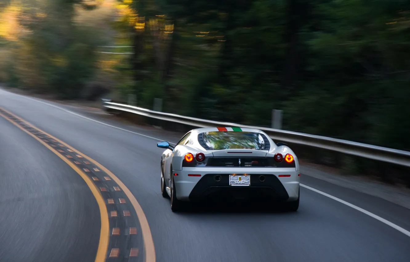 Photo wallpaper road, white, markup, Ferrari, white, Ferrari, road, speed