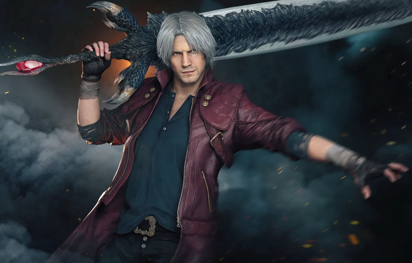 Photo wallpaper sword, demon, sword, Dante, Dante, demon hunter, Devil May Cry 5, hunter