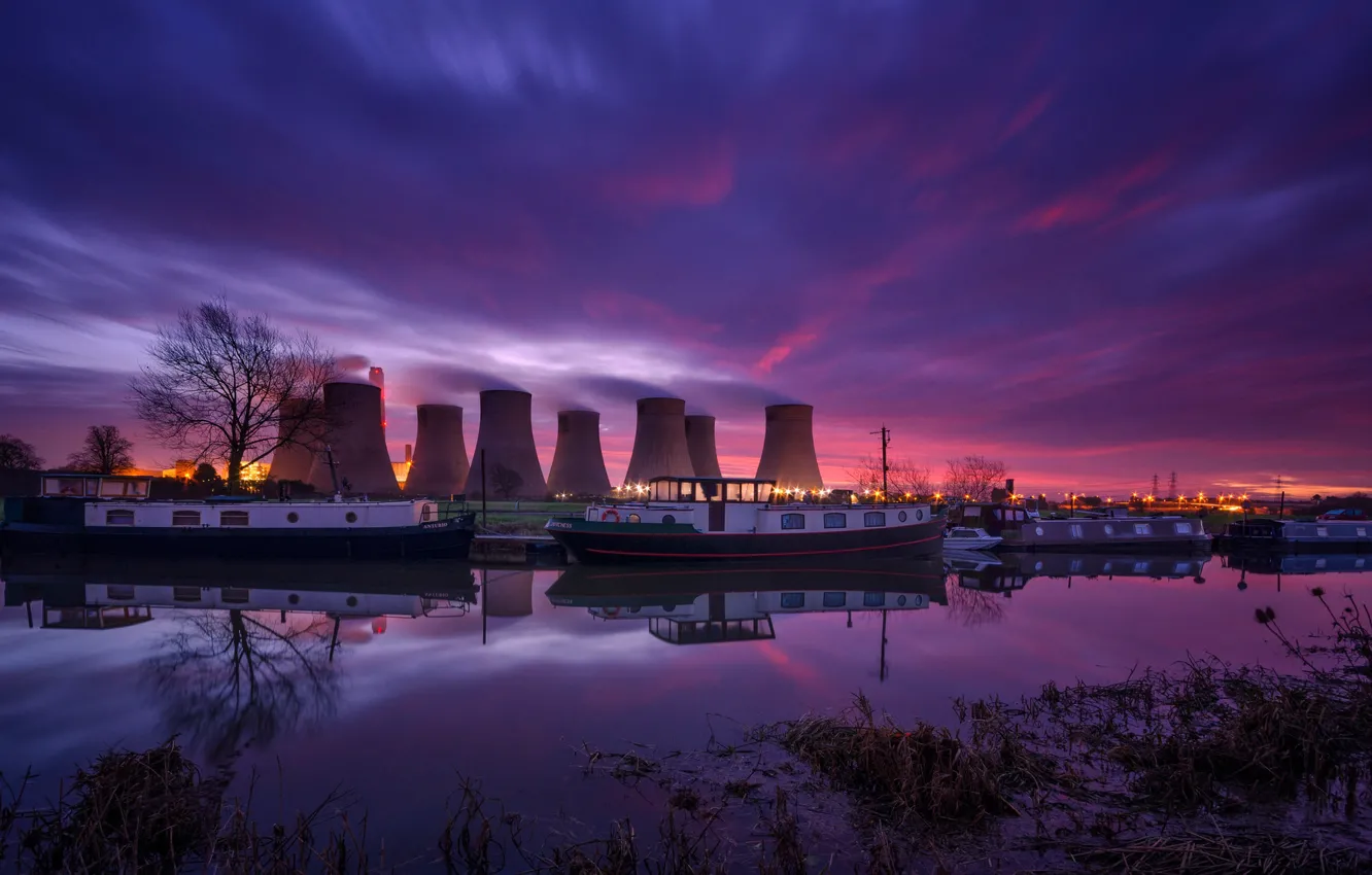 Photo wallpaper England, Nottingham, power station Ratcliffe, Cooling tower