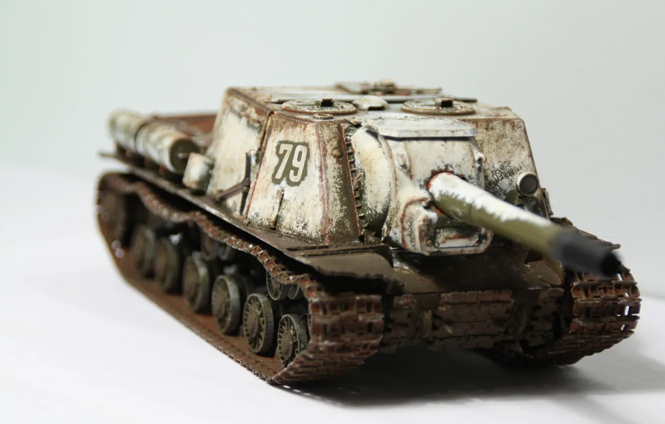 Photo wallpaper toy, installation, self-propelled, artillery, Soviet, ISU-152, model, heavy