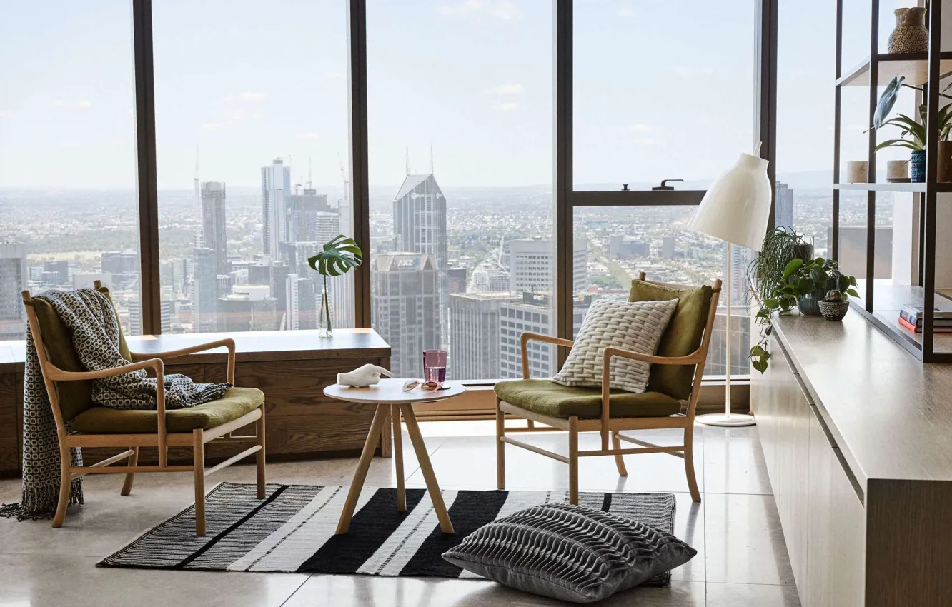 Photo wallpaper interior, chairs, megapolis, Melbourne, living room
