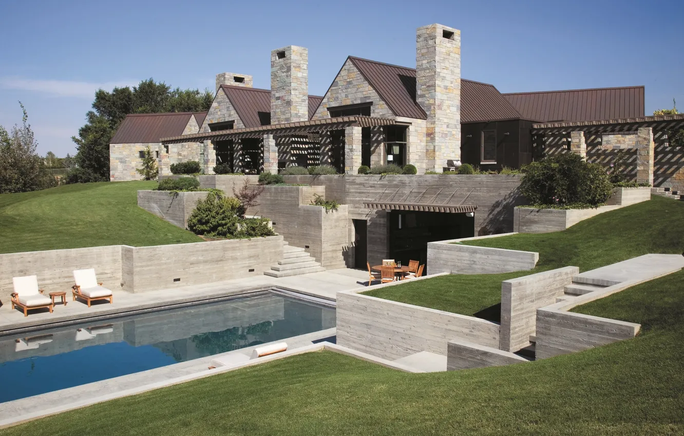 Photo wallpaper Villa, pool, architecture, terrace, landscape design, Selah Residence, by Stuart Silk Architectslla