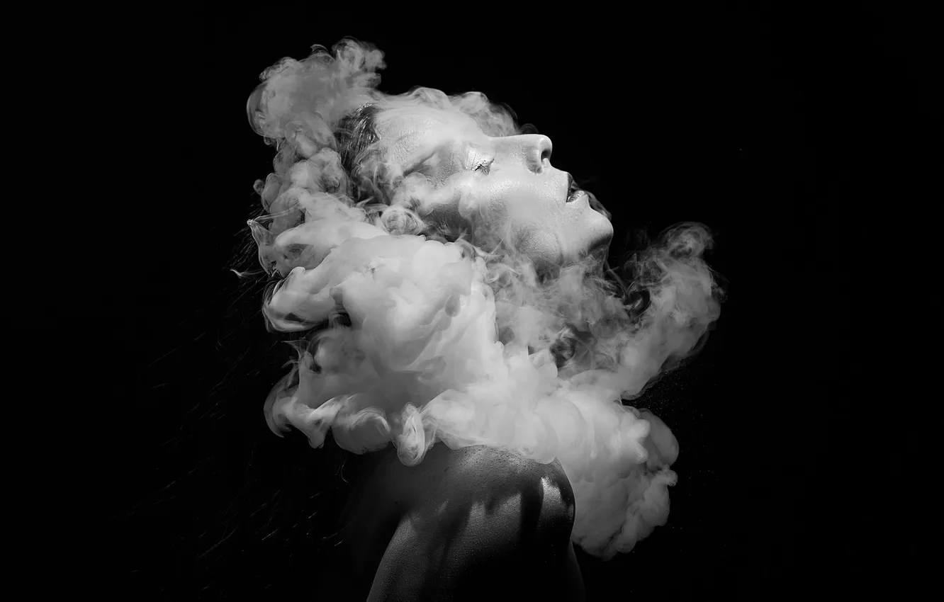 Photo wallpaper smoke, black and white, Vadim Mironov, music cloud
