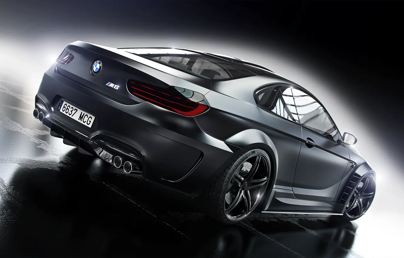 Photo wallpaper BMW, Car, Black, Prior Design, Wheels, Rear