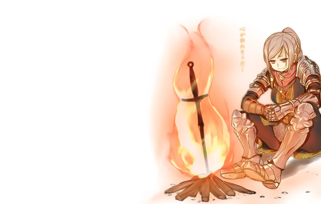 Photo wallpaper girl, the fire, knight, anime, Dark Souls