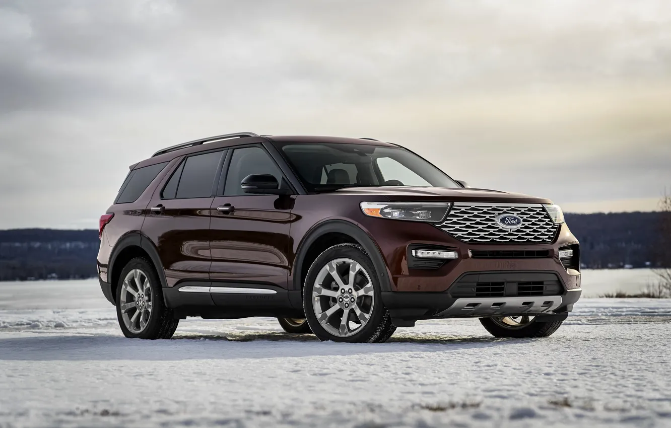 Photo wallpaper snow, Ford, SUV, Explorer, Platinum, 2020