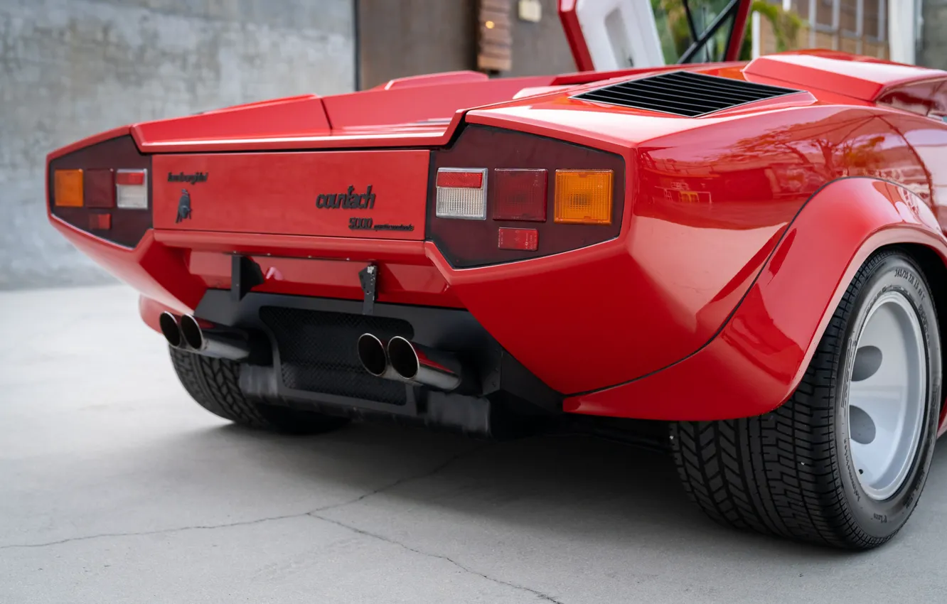 Photo wallpaper Lamborghini, red, Countach, Lamborghini Countach 5000QV, rear view