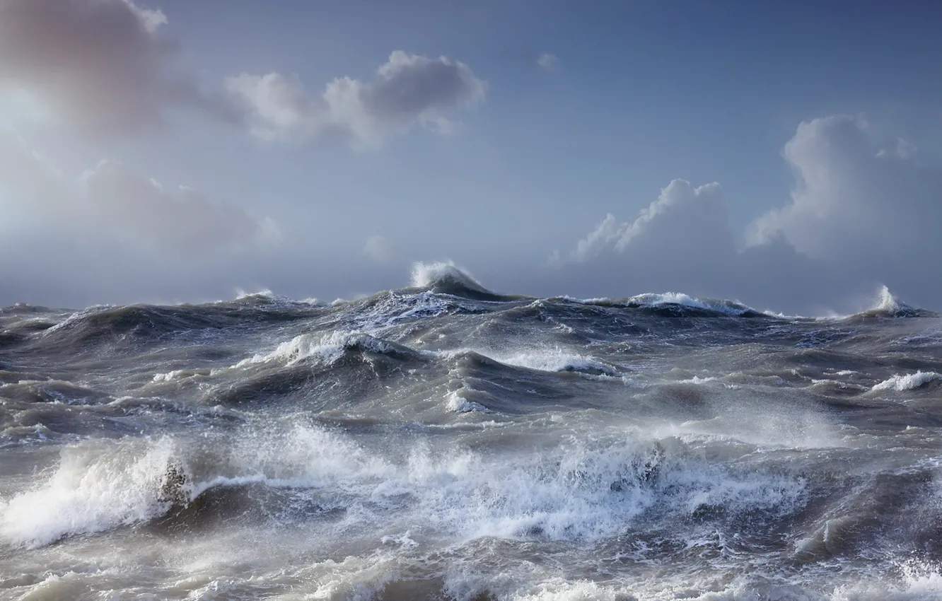 Photo wallpaper sea, wave, the sky, landscape