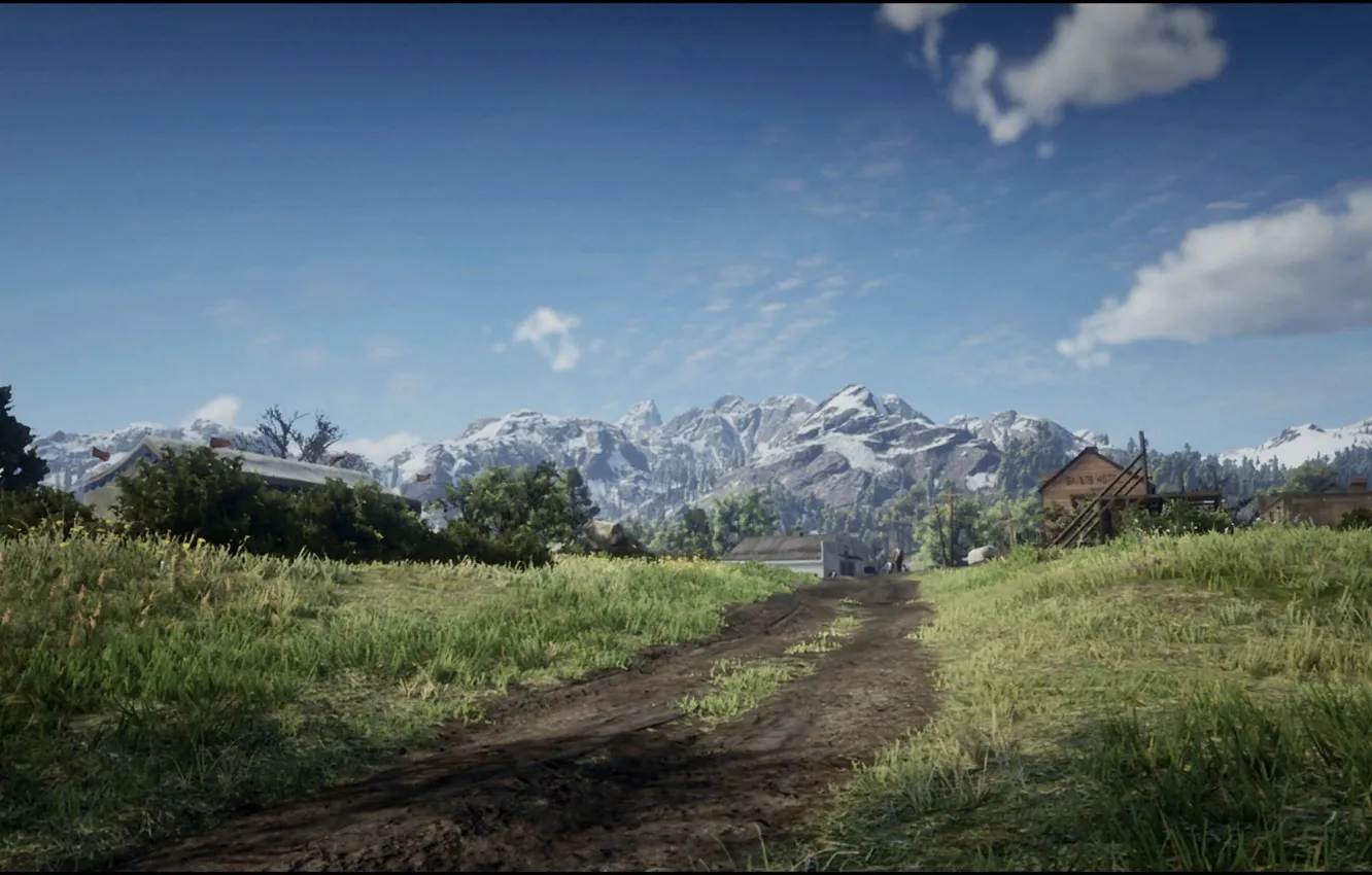 Photo wallpaper city, HDR, landscape, nature, mountain, valentine, Red Dead Redemption 2, XBox One X