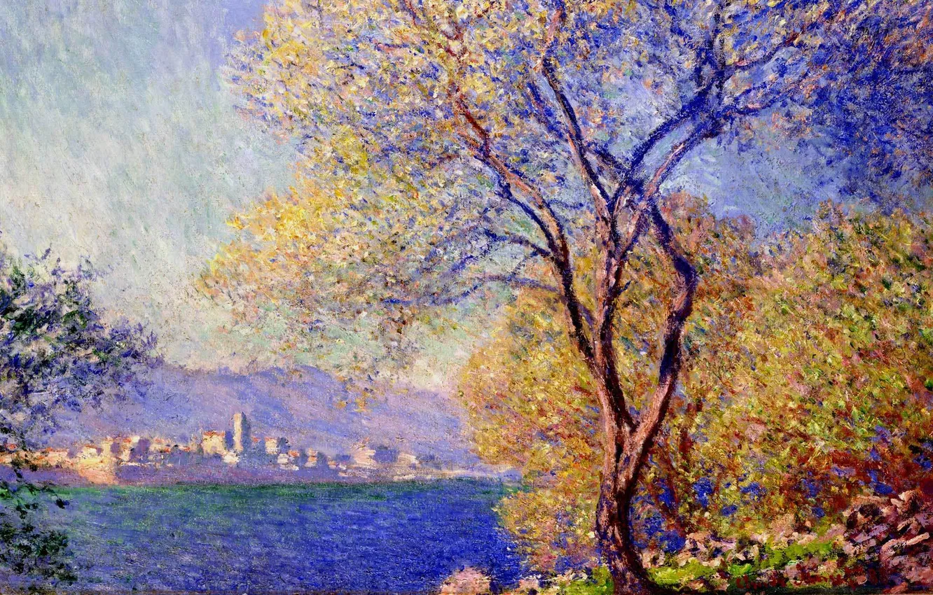 Photo wallpaper trees, landscape, picture, impressionism, Claude Monet