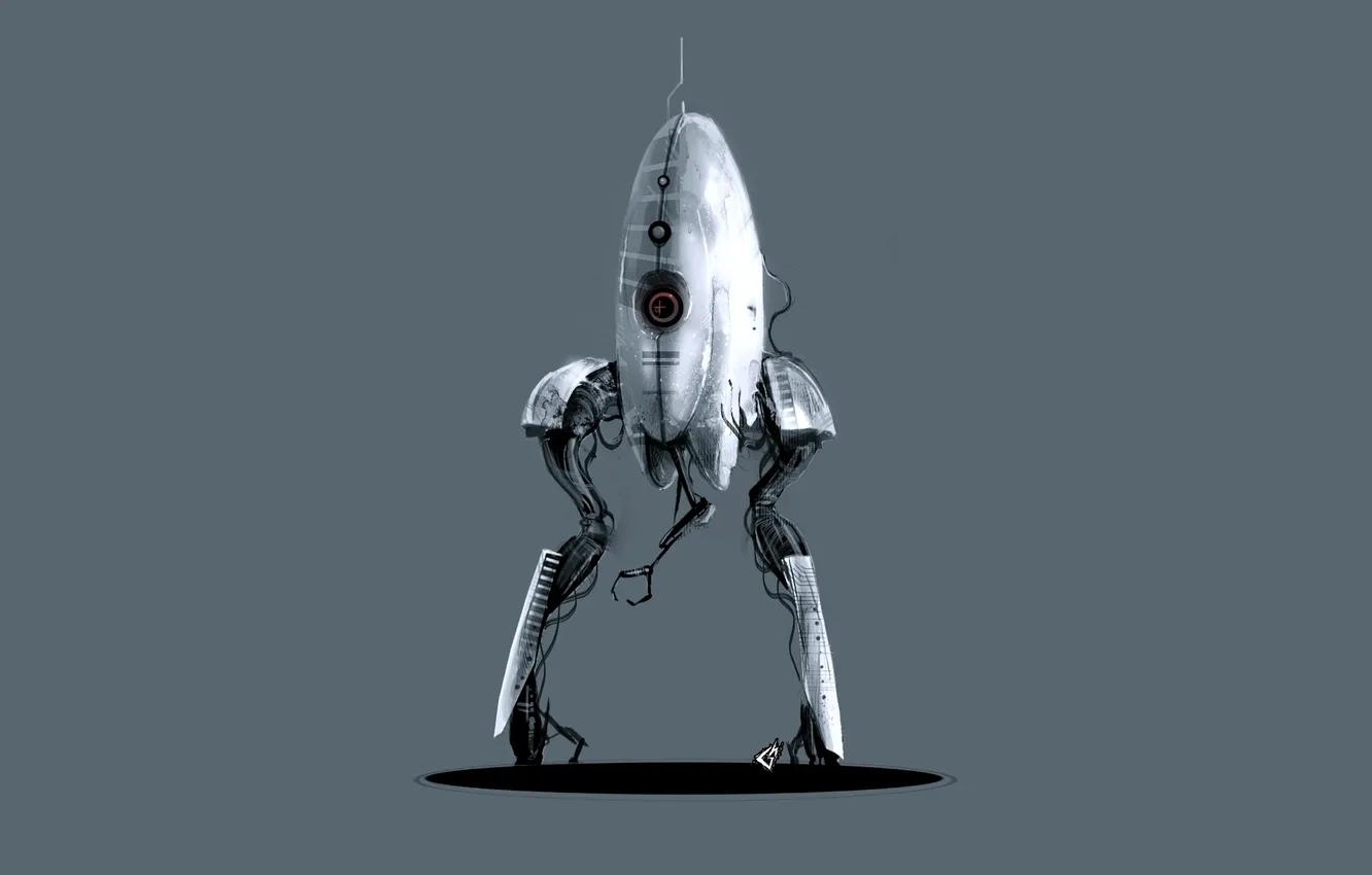 Photo wallpaper minimalism, art, portal, turret