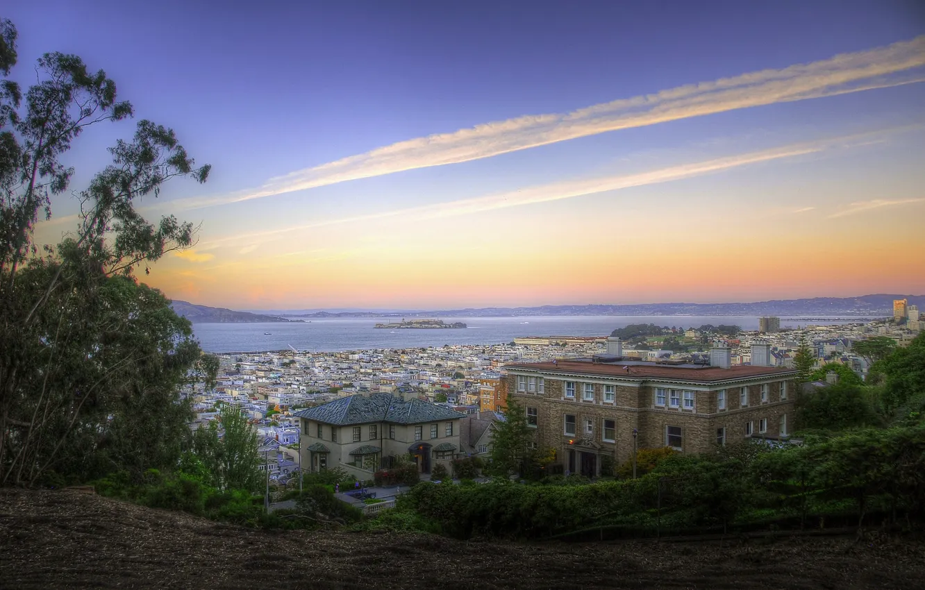 Photo wallpaper CA, San Francisco, sunset, California, San Francisco, usa, Alcatraz Island
