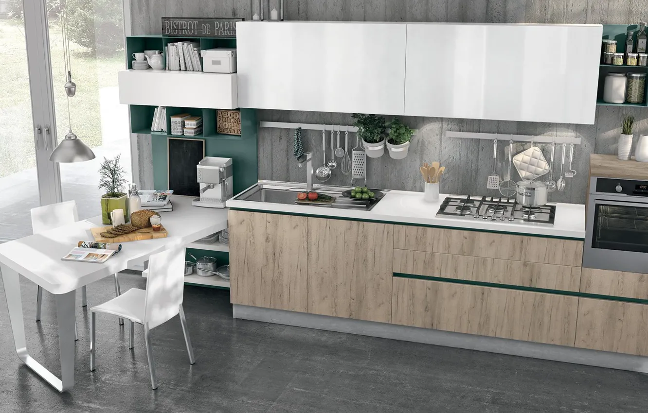 Photo wallpaper style, interior, kitchen, dining room, Italian design, Caorle Kitchen