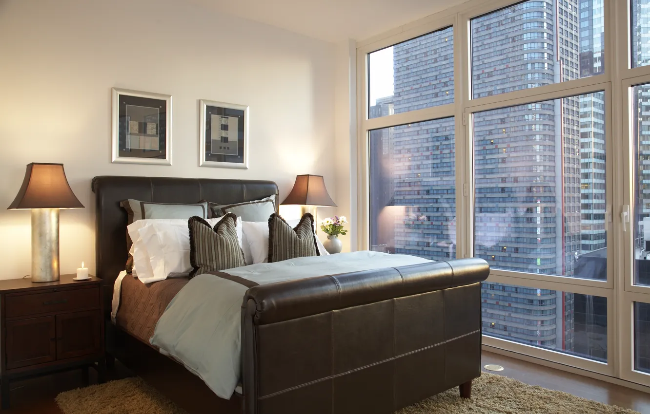 Photo wallpaper design, style, room, interior, megapolis, bedroom, New York City, Broadway