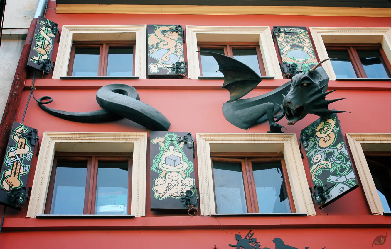 Photo wallpaper dragon, Leo, statue