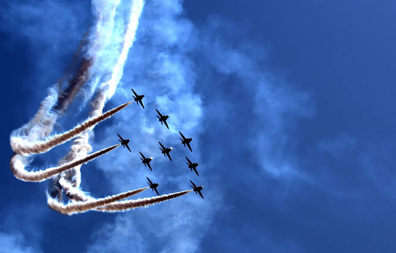 Photo wallpaper smoke, The sky, figure, flight, aircraft, aerobatics