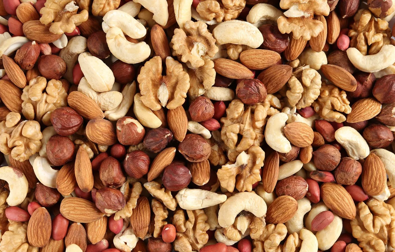 Photo wallpaper nuts, hazelnut, Peanut, wallnut