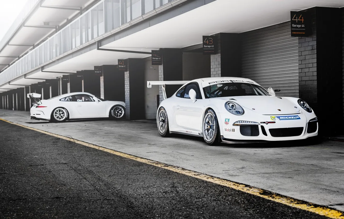 Photo wallpaper Porsche, Car, Racing, GT3, White, Cup, 991, Carports