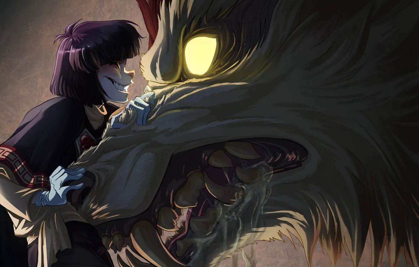 Photo wallpaper wolf, anime, art