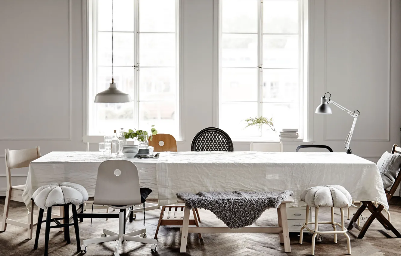 Photo wallpaper design, style, room, interior, dining room, IKEA, IKEA idea decor, holiday party idea