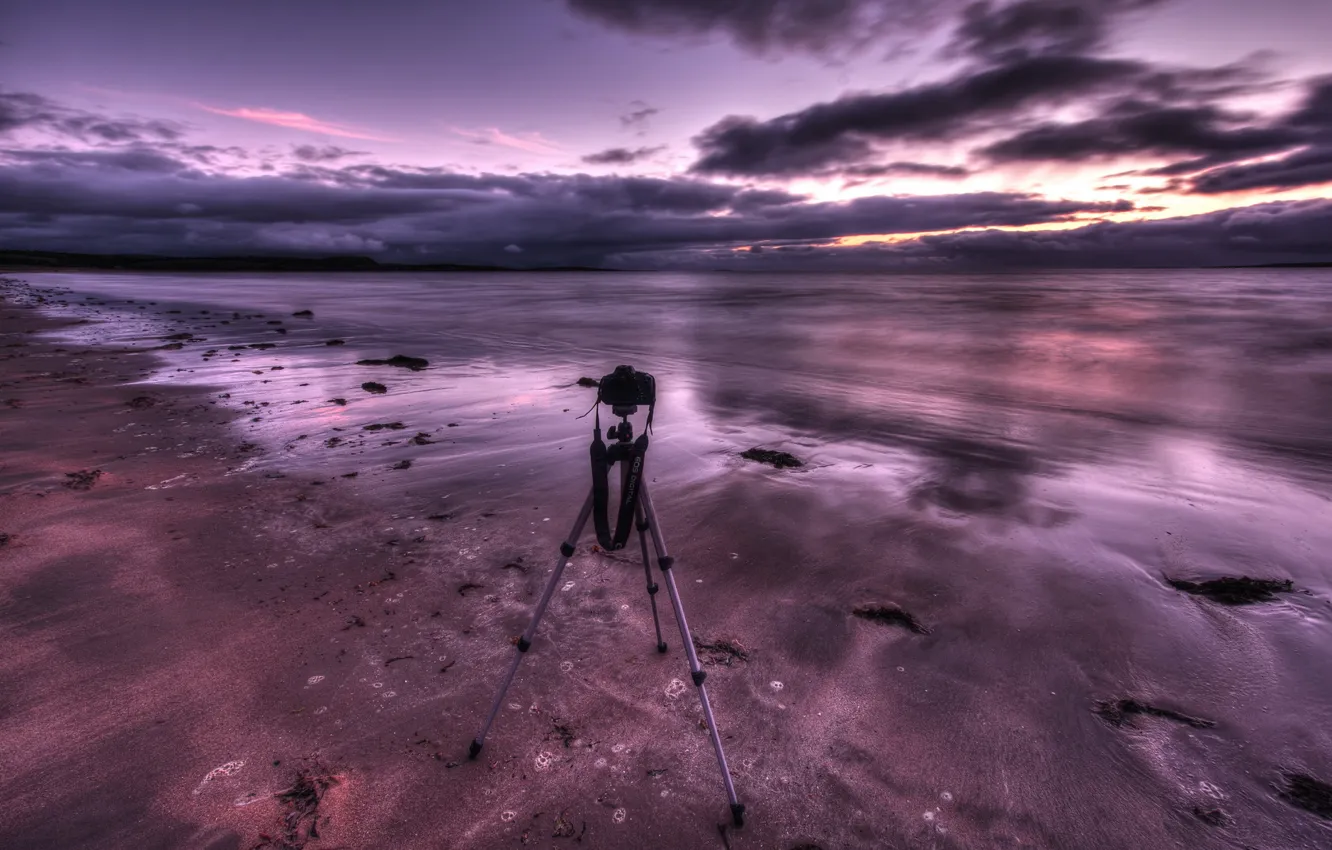Photo wallpaper sea, landscape, night, shore