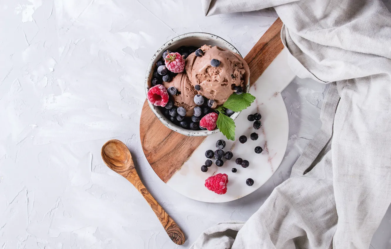 Photo wallpaper berries, ice cream, chocolate, Natasha Breen