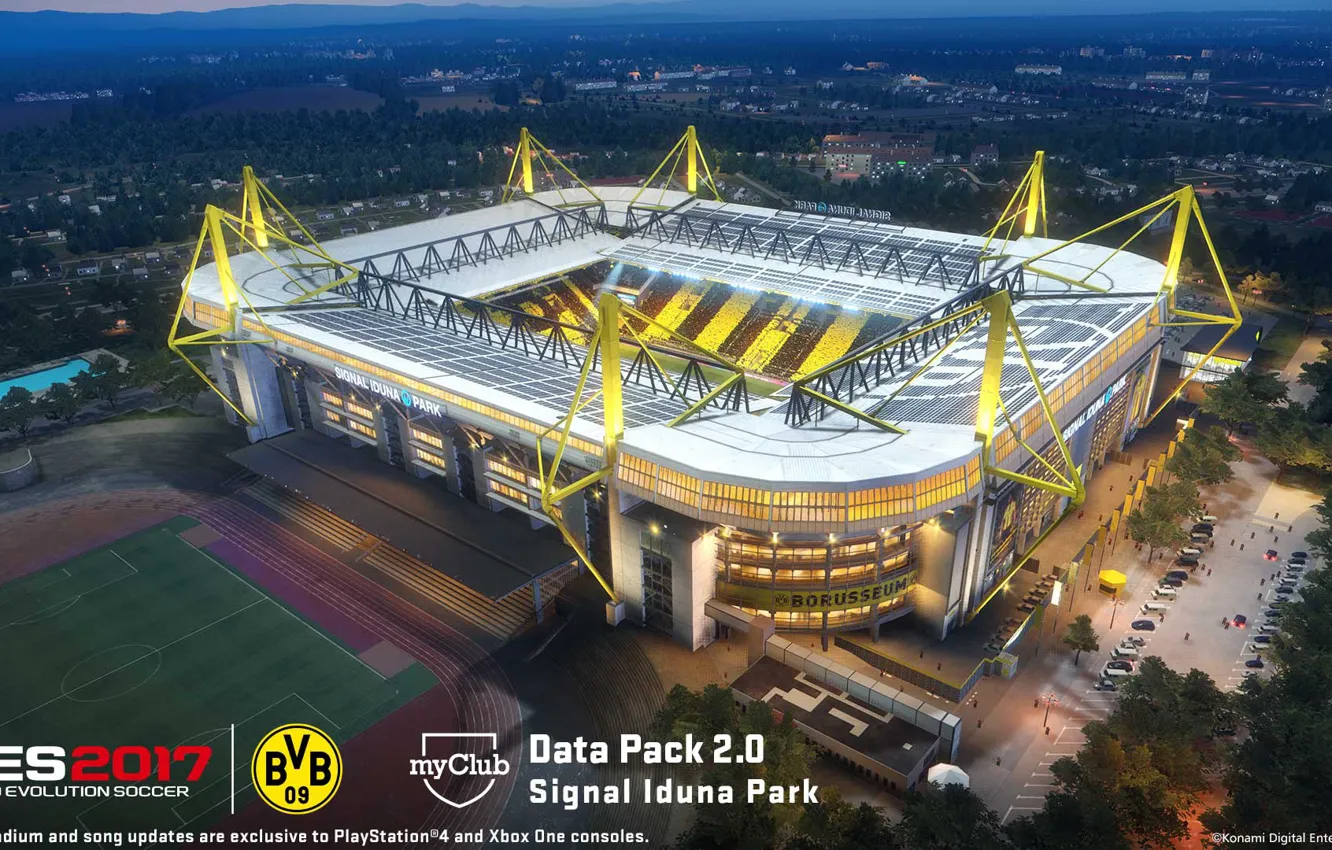 Photo wallpaper Stadium, Stadium, Borussia Dortmund, The Signal Iduna Park, Signal Iduna Park, Pro Evolution Soccer 2017, …