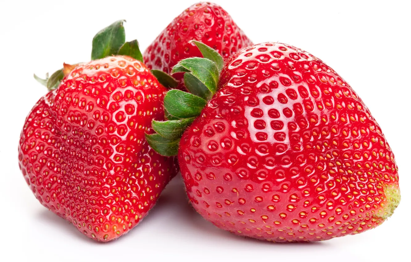 Photo wallpaper close-up, food, strawberry, berry, white background