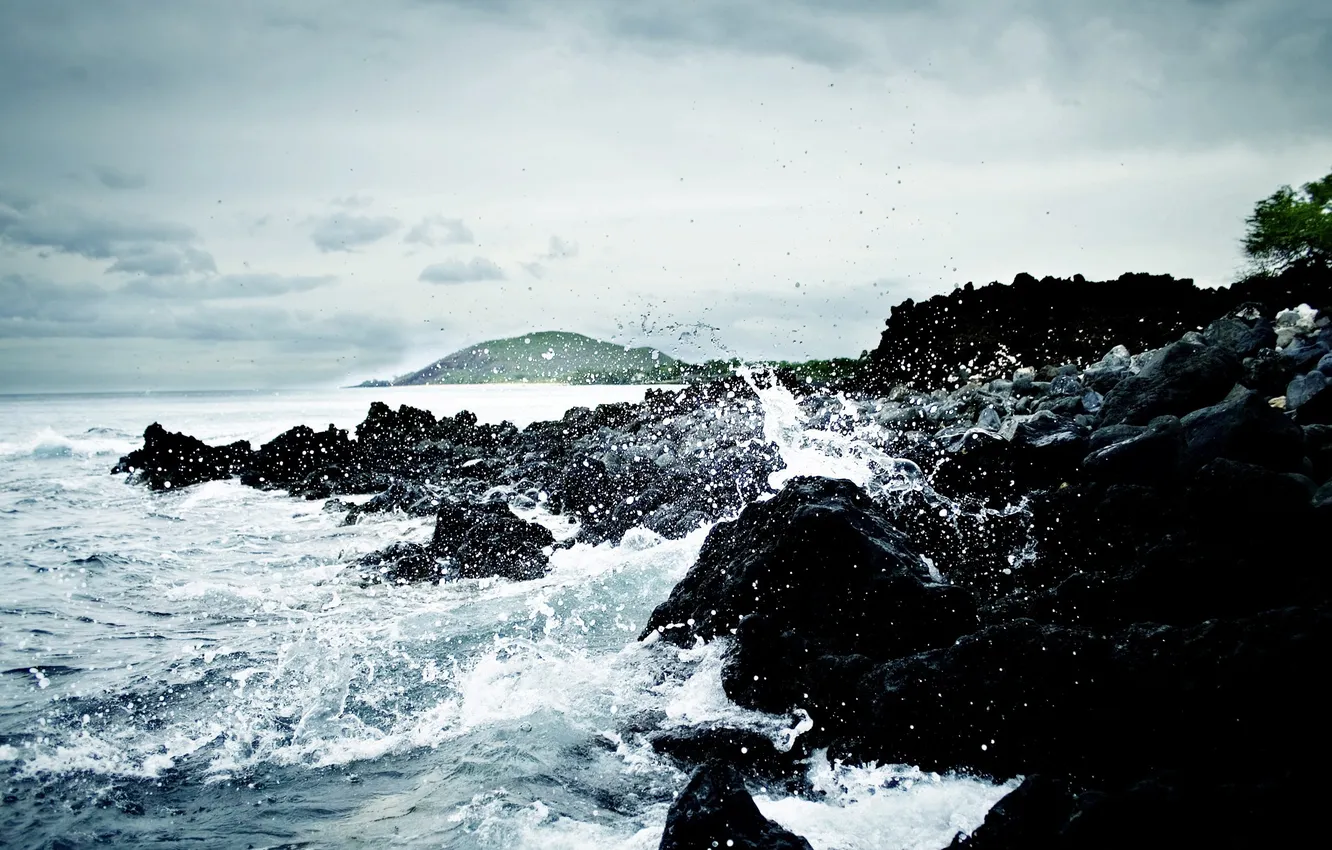 Photo wallpaper sea, water, rock, stones, the ocean, rocks, Wallpaper, shore