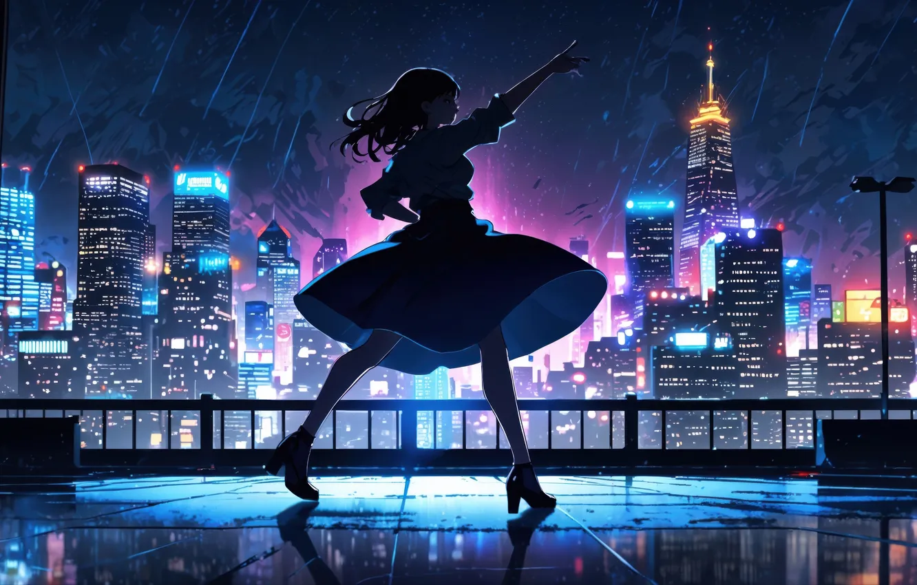 Photo wallpaper rain, dancing
