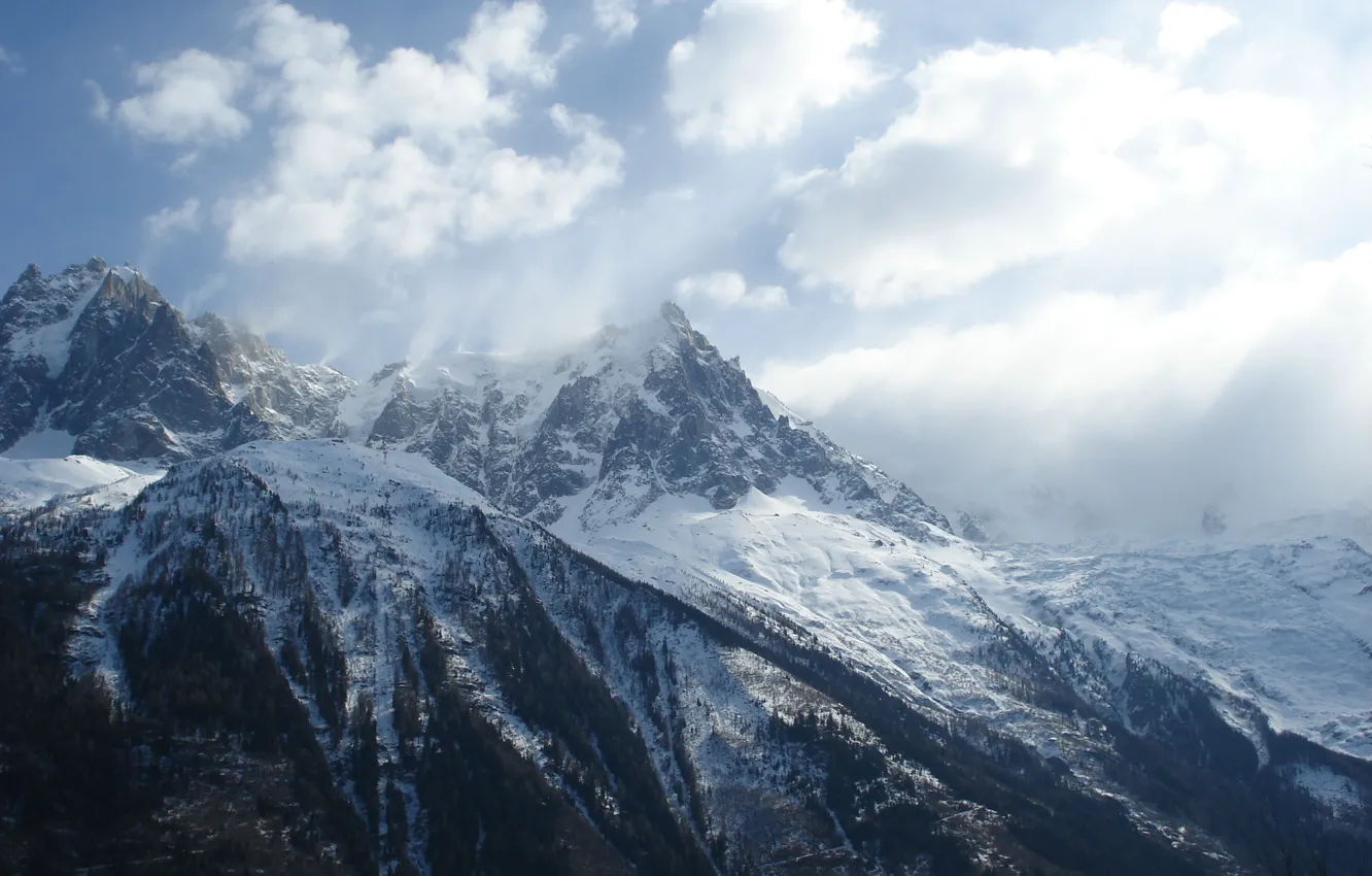 Photo wallpaper snow, mountains, nature